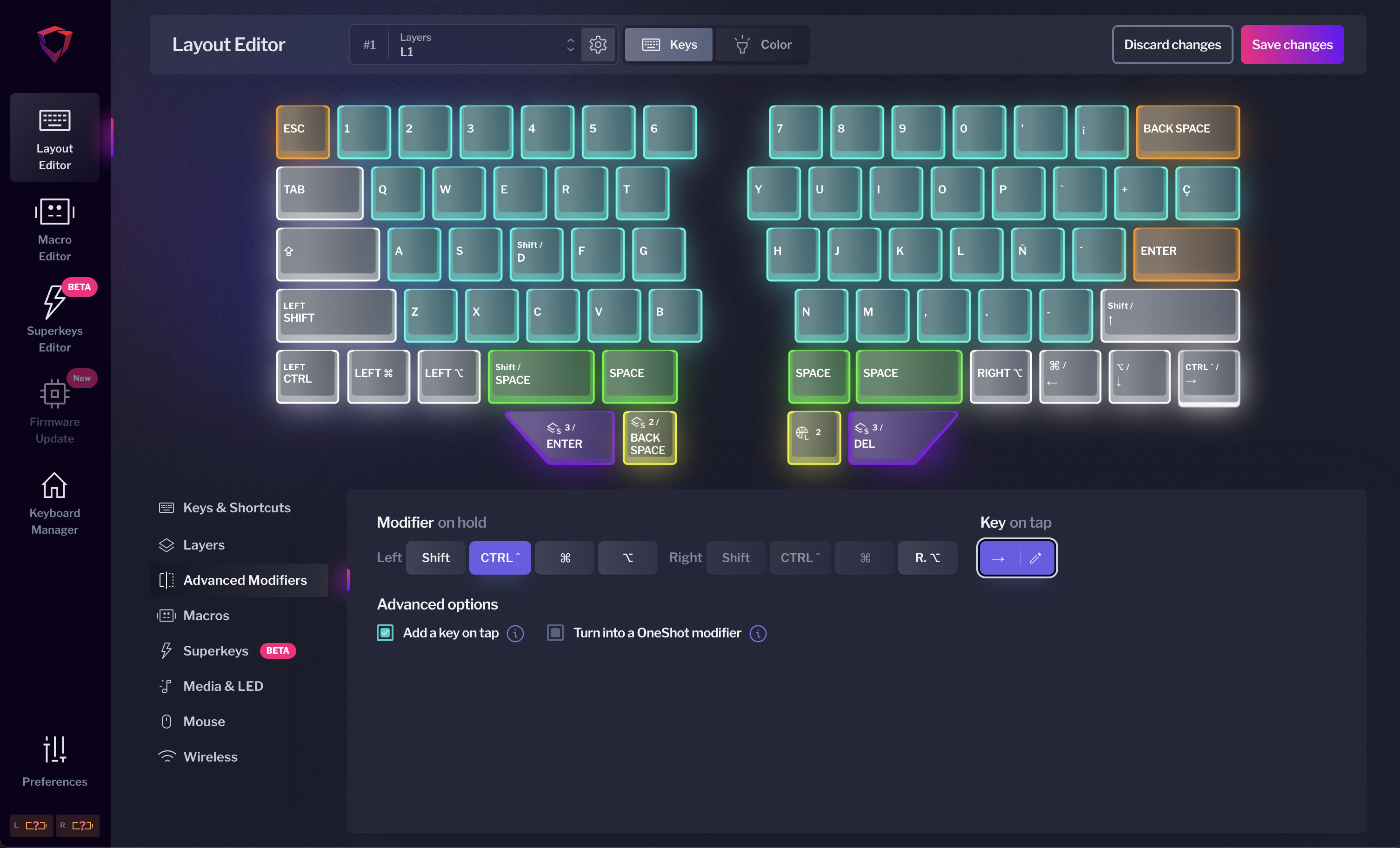 Add key on tap arrow cluster bazecor.png